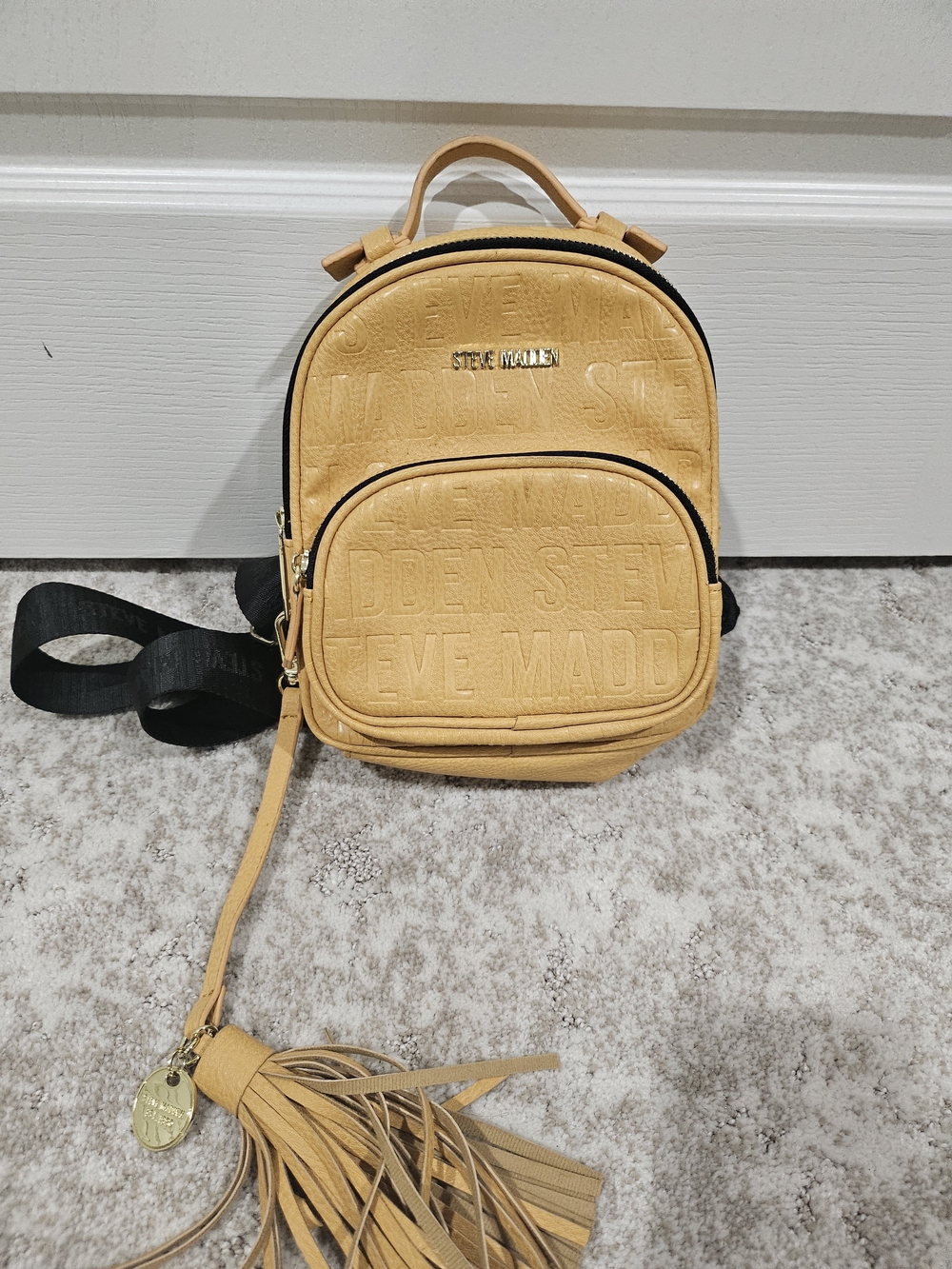 Steve Madden Mustard Mini Backpack with Tassel